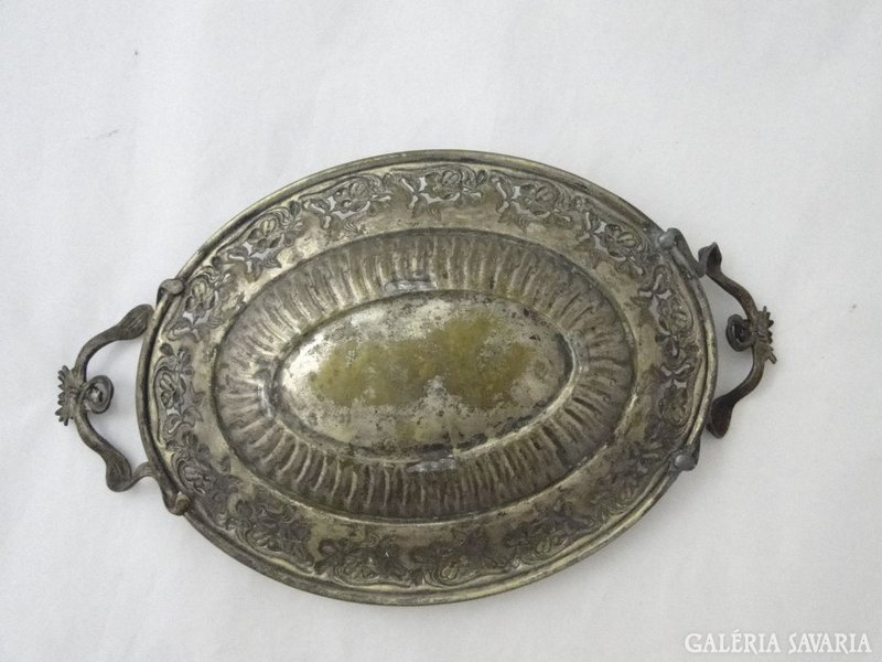 8528 Antik szecessziós asztalközép kínáló fém tál
