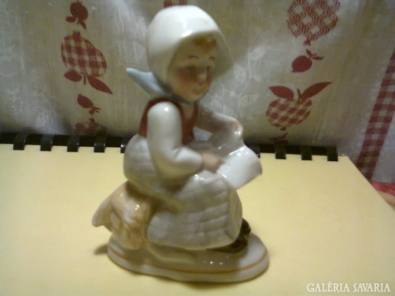 Antique German porcelain little girl reading