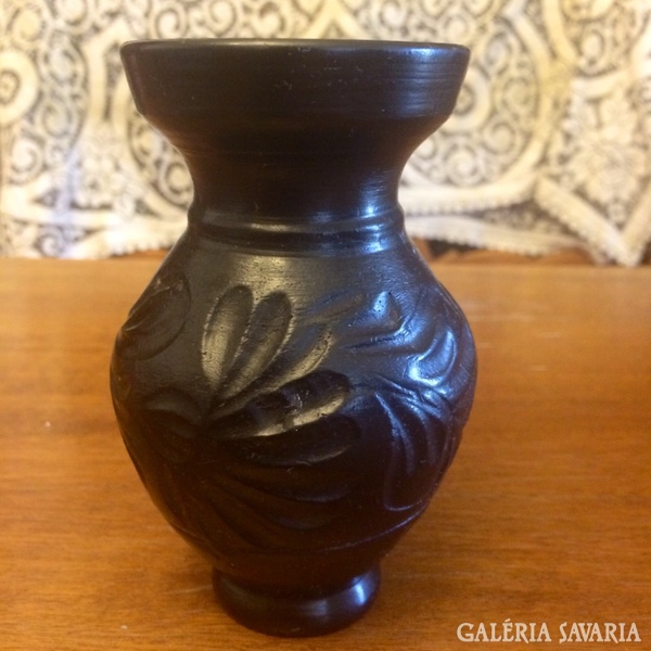 Small black folk vase