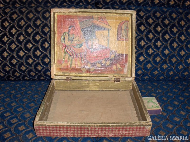 Old toy holder with wooden box - jancsi and juliska - fairytale scene