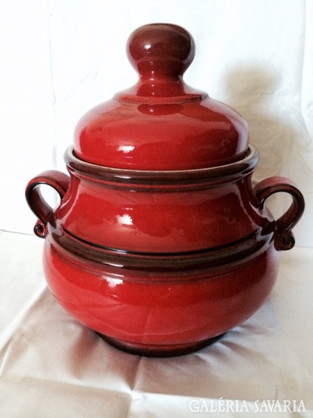 Very special red German giant retro soup bowl