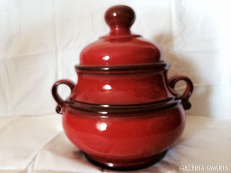 Very special red German giant retro soup bowl
