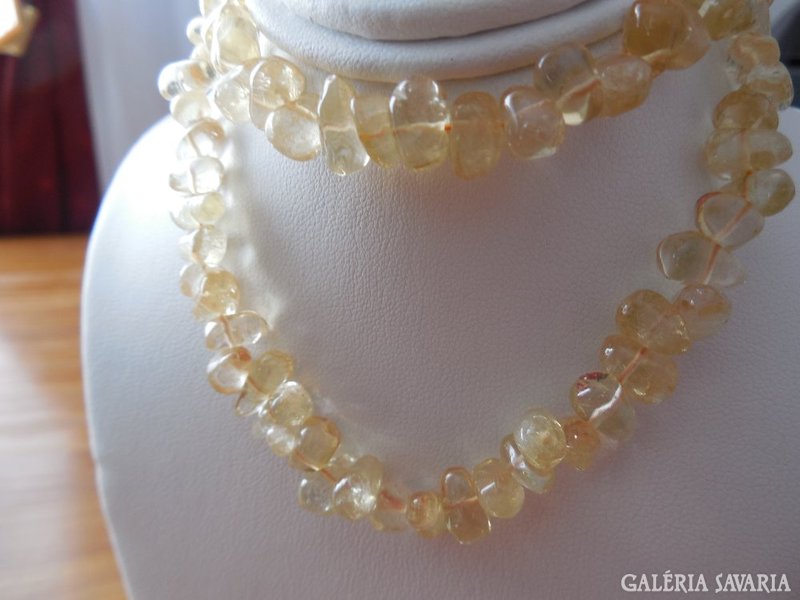 Genuine polished citrine 135ct 9-5mm stones necklace