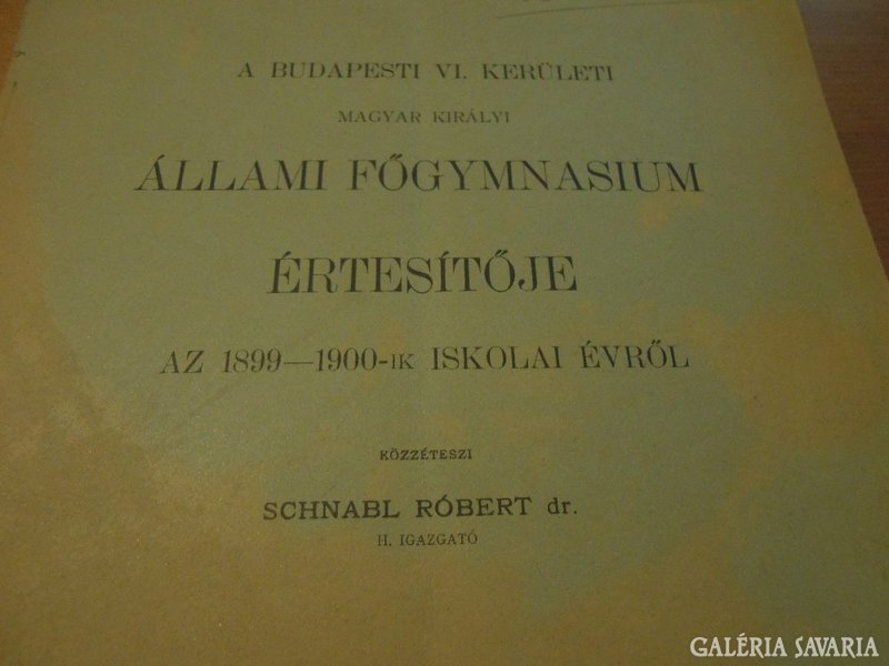 Állami Főgymnasium értesítője, 1899/1900.