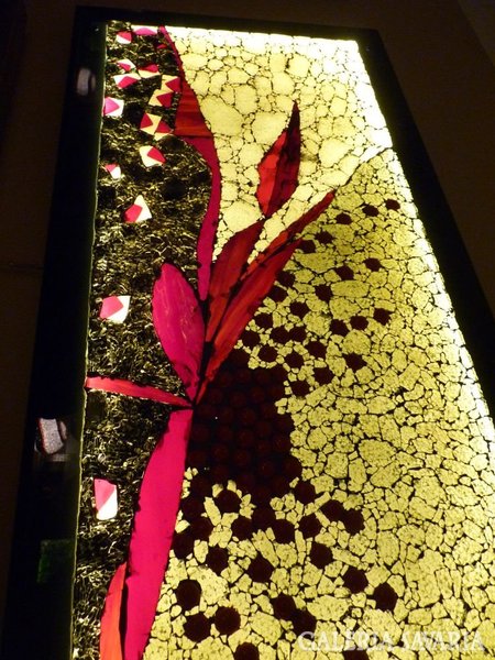 Piszkátor Ildikó:Örömvirág - üvegmozaik kép, lámpa
