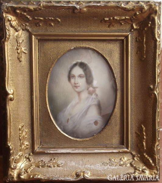 Miniatűr női portré, 19.sz. 
