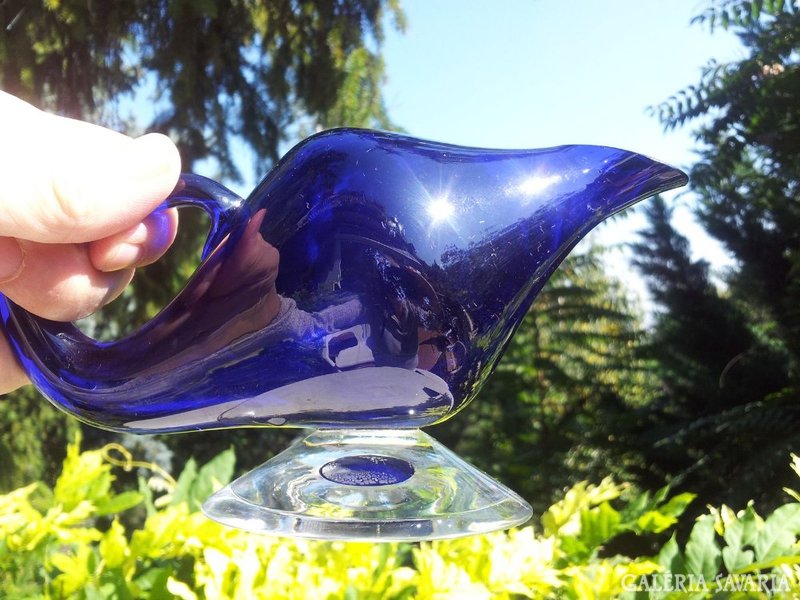 Cobalt blue design glass jug