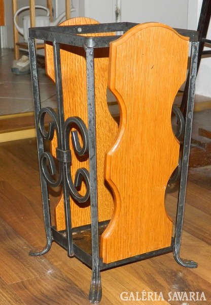 Wood and wrought iron umbrella stand