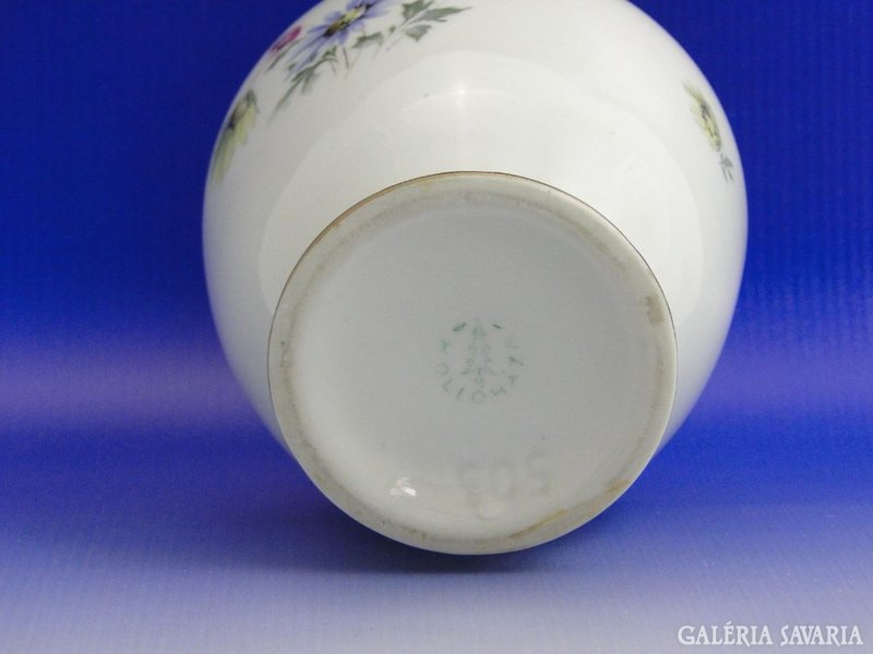 0A090 Régi virágos Hollóházi porcelán váza
