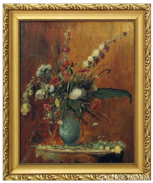 Magyar festő 1900 körül : Virágok vázában