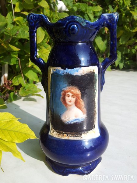 Art Nouveau faience vase, josef strnact