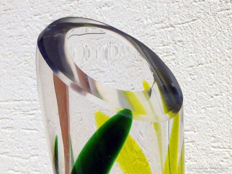 0A219 Régi óriási fújt üveg váza 94 cm