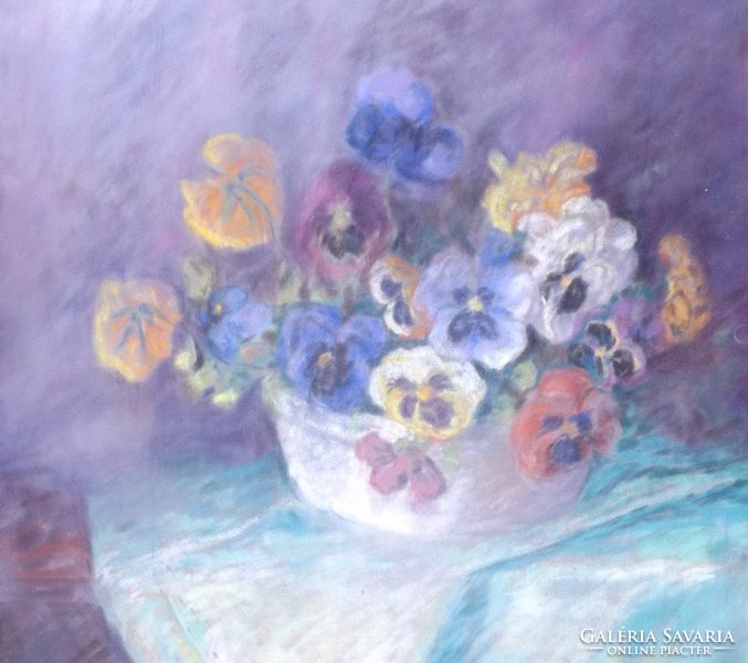 Ismeretlen festő: Virágcsendélet, pasztell
