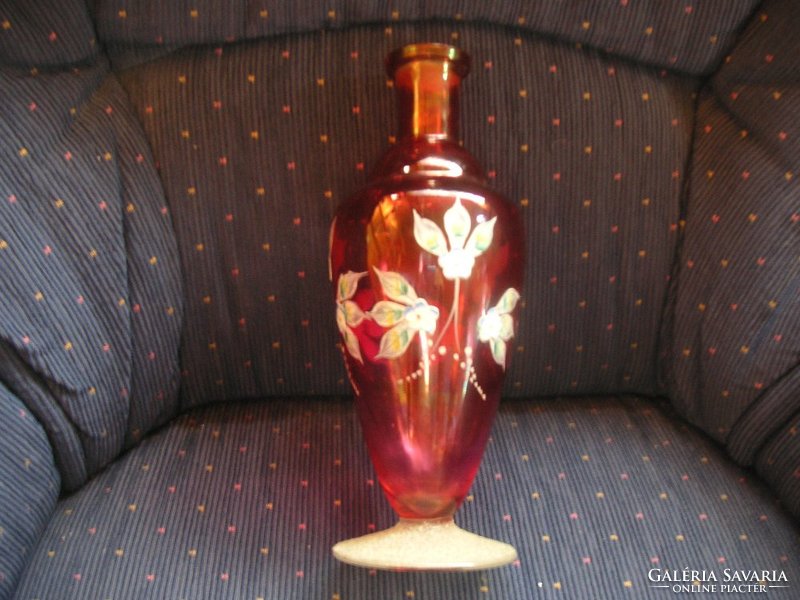 Antique, hand-painted liquor bottle