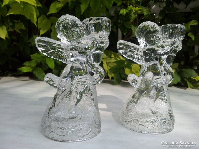 Putto, angelic glass candlesticks