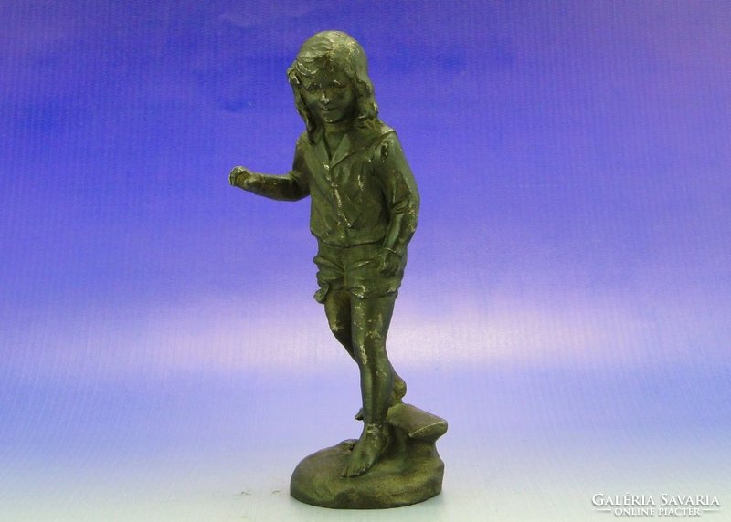 0A769 Antik spiáter iskolás kislány szobor