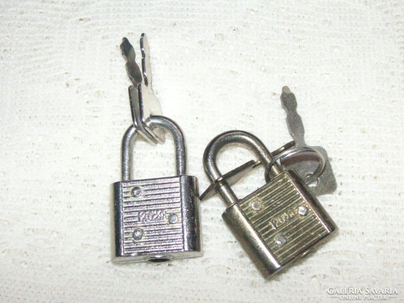 Old, small decorative padlocks, with key, 32 x 19 mm, holding size