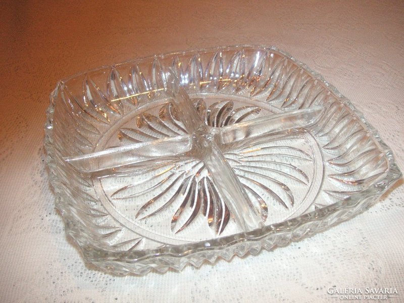 Retro glass, four-division table offering