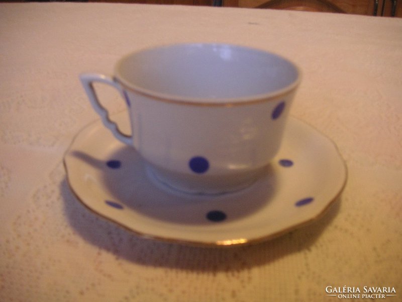 Zsolnay  retro    , kék pettyes   teás   csésze