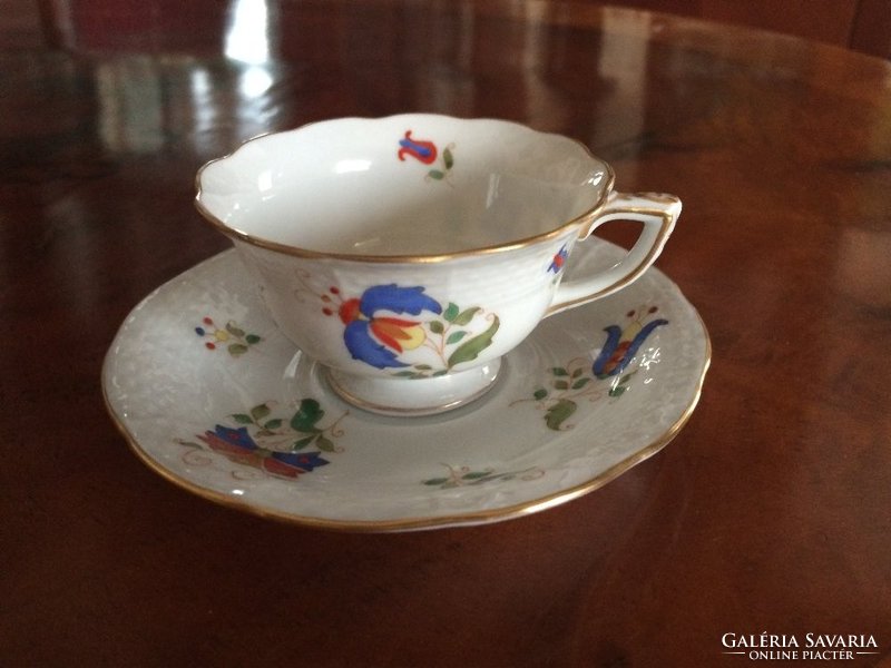 Antique Herend Kalocsai / Hungarian coffee cup with saucer