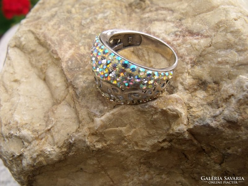Swarovski multicolor silver ring