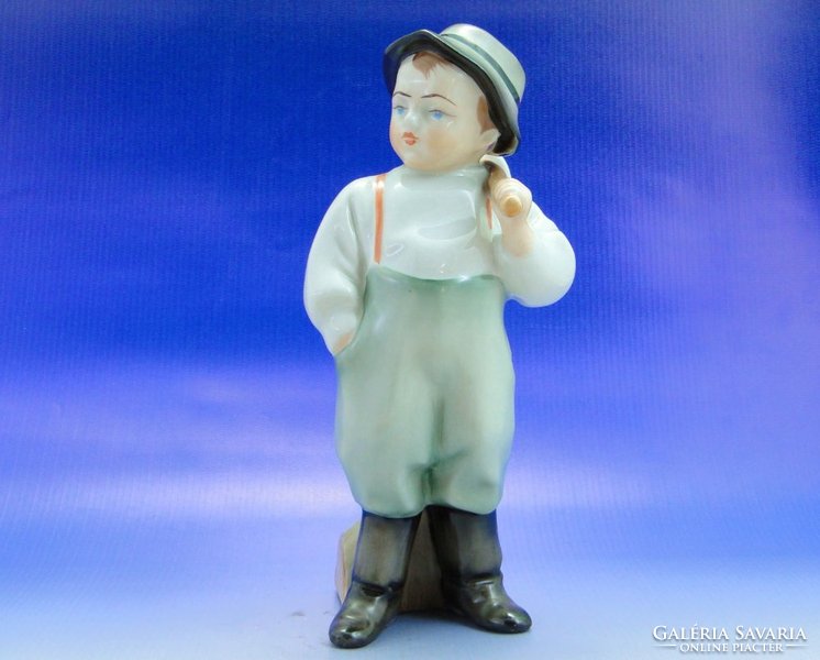0B185 Régi Zsolnay porcelán vízhordó kisfiú figura
