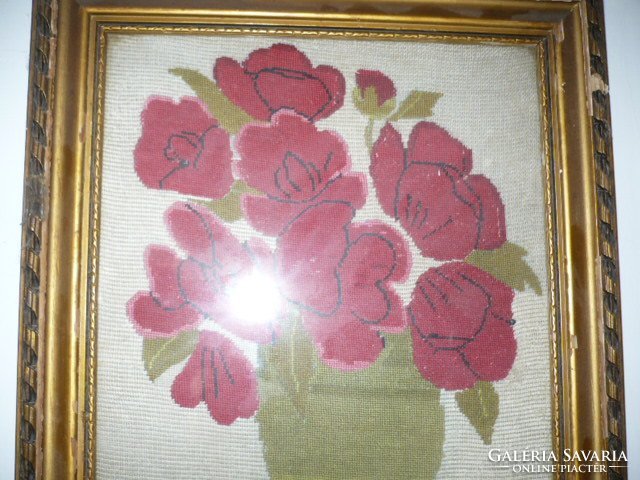Still life with poppies - antique tapestry