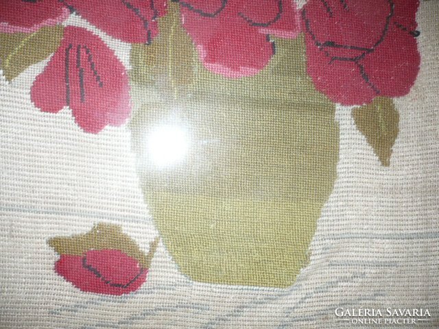 Still life with poppies - antique tapestry