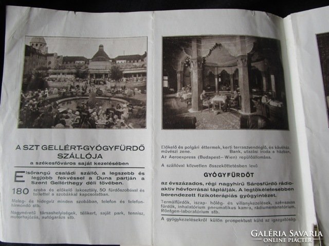 GELLÉRT SZÁLLODA prospektus ,reklám , árjegyzék 3 db 1925