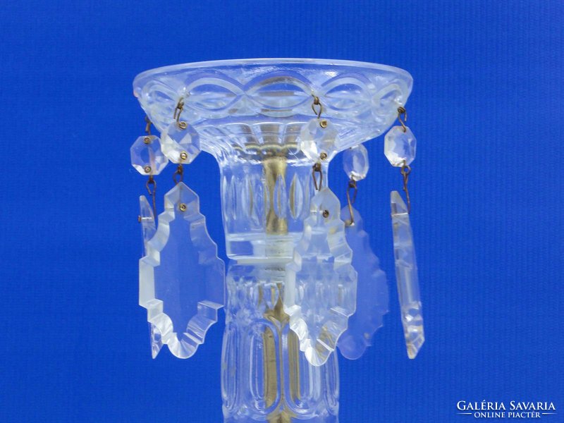 0B611 Régi nagyméretű díszes üveg gyertyatartó