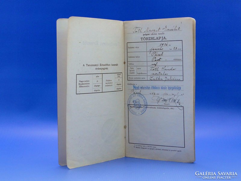 0B720 Antik tanulmányi értesítő 1936 - 1950