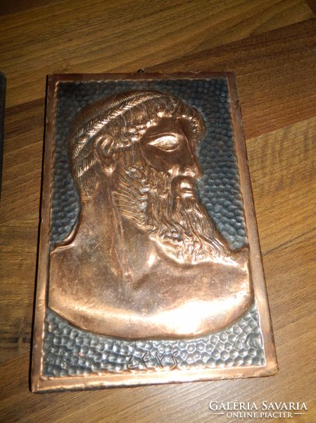Antique copper wall craft relief for couple - gods on the wall