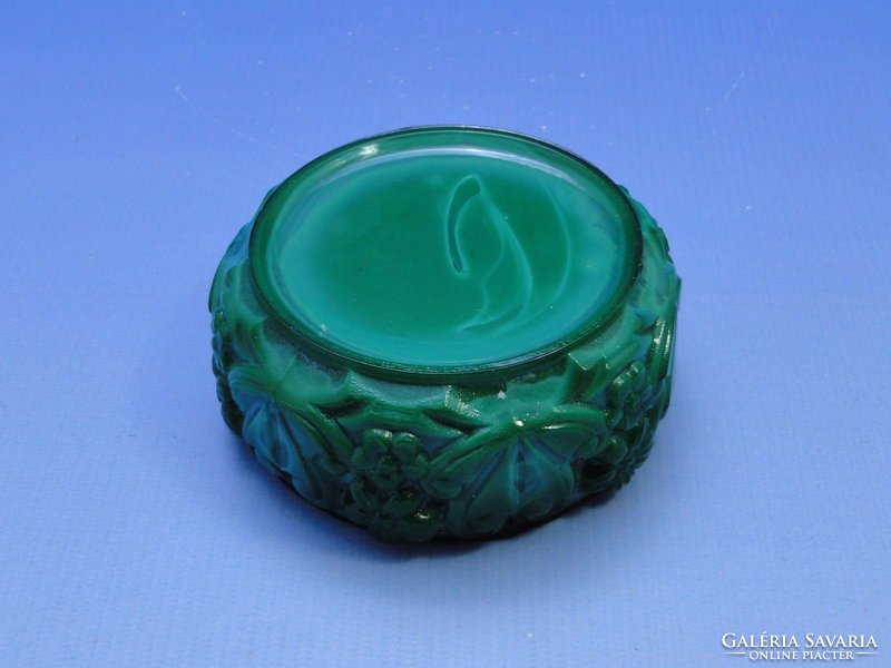 0B934 Régi malachit hatású zöld üveg ékszertartó