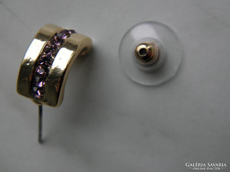 Crystal half hoop earrings, small pink stones