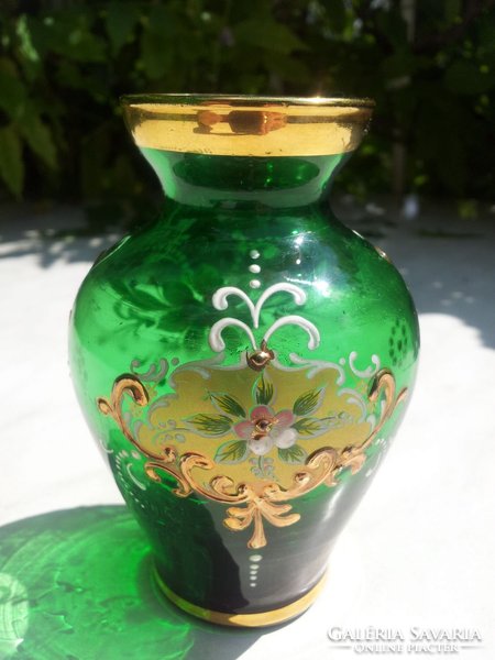 Bohemia green vase, 11 cm