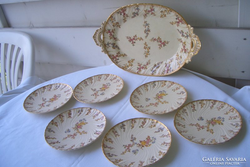 Antique! From 1889! Sarreguemines 6 eyes.Cookie in the serving bowl 47cmx27cm !!!!!!! France louisxv