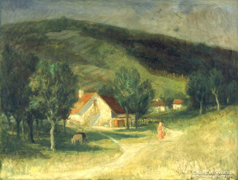 Sajó Gyula : "Pécsi táj" 1954