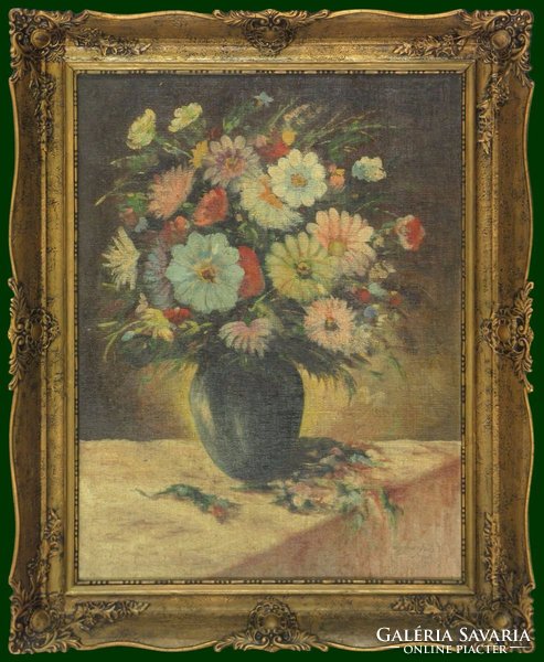 Magyar festő, XX. század közepe : Virágcsendélet