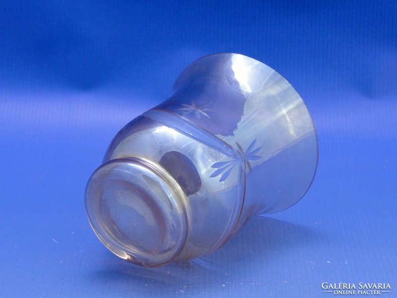 0C071 Régi irizáló csiszolt üveg pohár