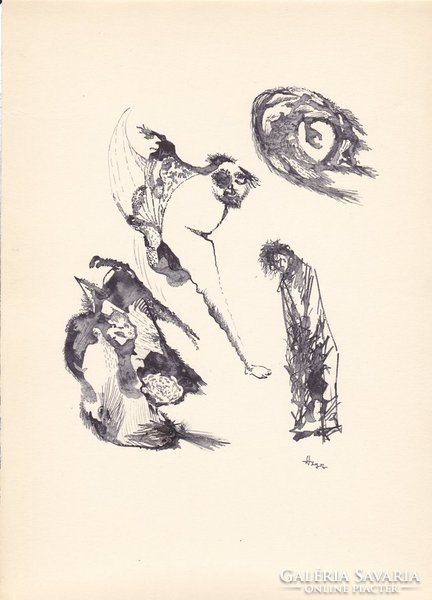 Early graphics of sculptor László Horváth (1951).