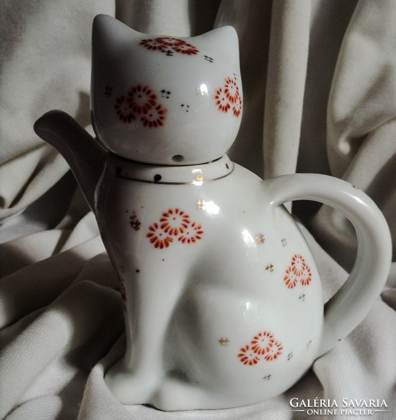 Integető cica teáskanna Maneki neko Kínai porcelán