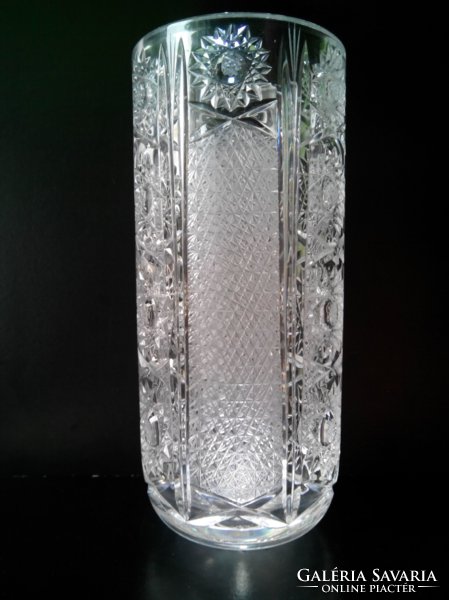 Heavy, thick-walled bell-bongo lip crystal or large Czech crystal vase