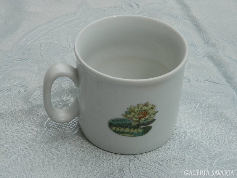 Old thick-walled Zsolnay cocoa mug with water lily pattern