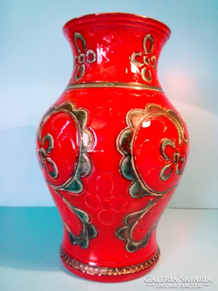 Worth it! A large marked gmundner keramik austria ceramic vase with a fiery red bay makes an excellent original gift