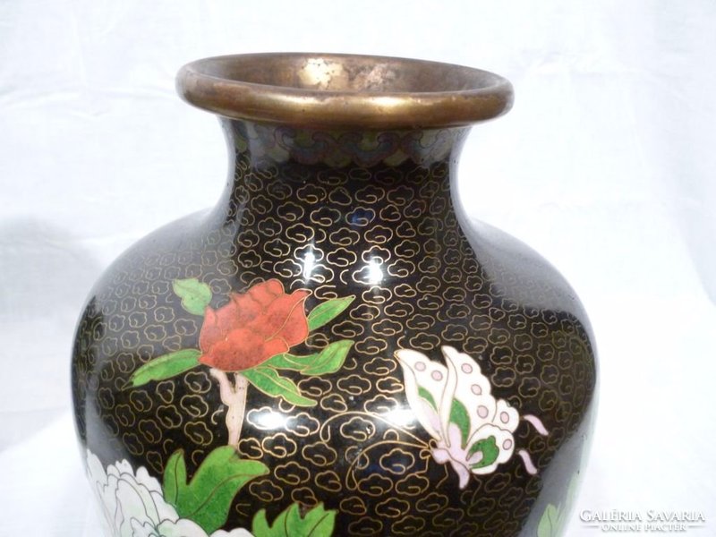 1608 Antik hatalmas tűzzománc váza pár 31 cm