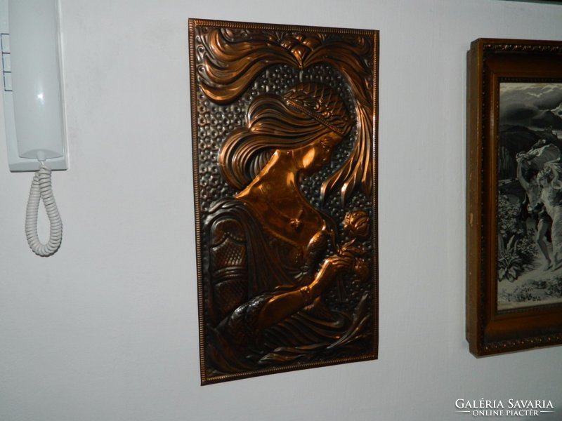 Electroplating - noble girl with a rose - copper image