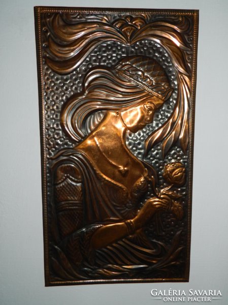 Electroplating - noble girl with a rose - copper image