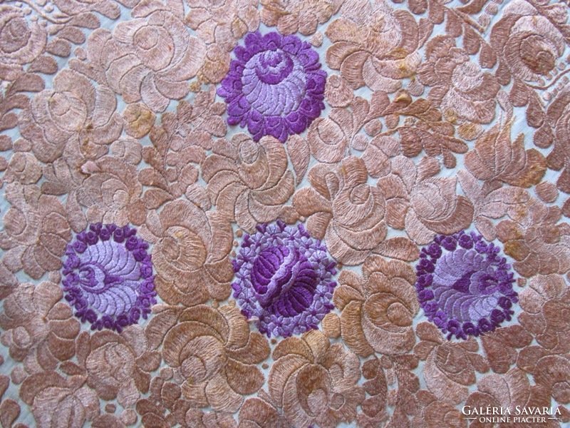 Art Nouveau old maty tablecloth silk embroidered in 1918
