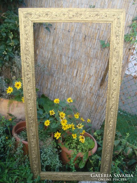 Gyönyörű antik fakeret , képkeret , virág mintával 135 X 68 