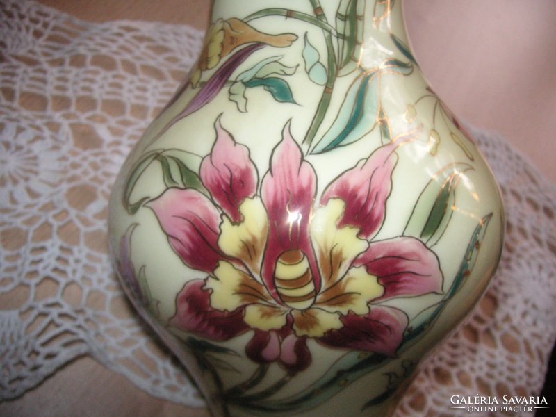 Zsolnay orhideás , kézzel festett ,   exkluzív váza